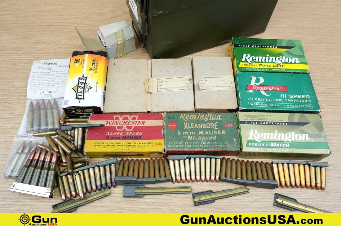Reminton, Surplus, Gemini, Etc. 8MM, .30 Caliber Carbine, 7.62x54r, Etc. Ammo. . Approx. 345 Rds in (1 of 11)