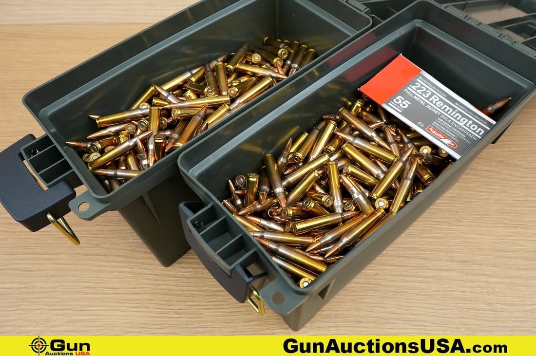 Aquila .223 Rem Ammo . . Approx. 900 Rds, .55 FMJ. Includes Two Polymer Ammo Cans. . (83627) (1 of 6)