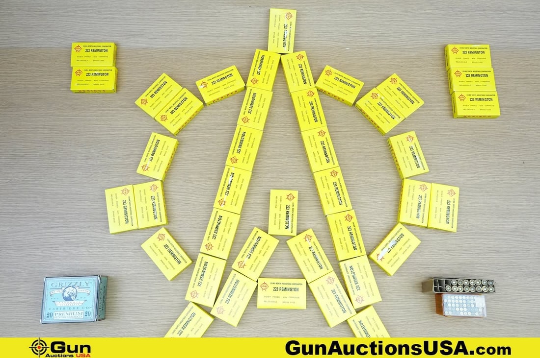 Norinco, Grizzley, Win, Etc. .223 REM, .357 MAG, .22 MAG, Etc. Ammo . . Approx. 885 Rds in Total; (1 of 4)