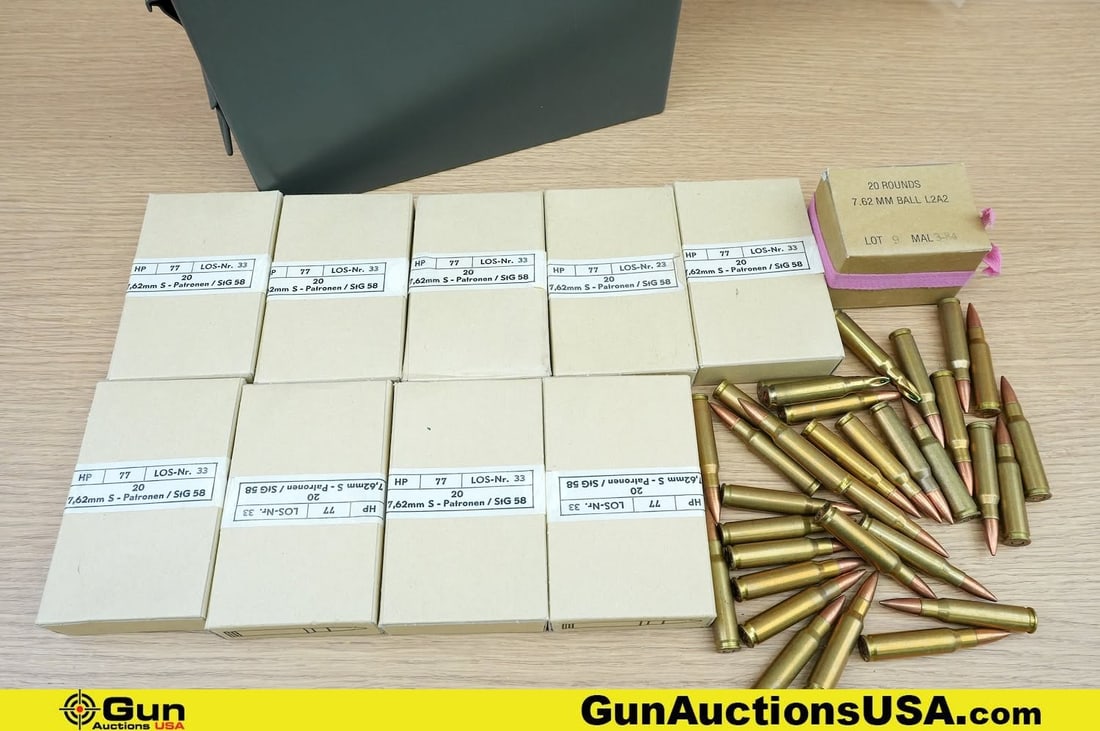 Assorted 7.62x51 Ammo . . Approx. 200 Rds. Includes metal Ammo Can. . (83265) (GSCU32) (1 of 8)