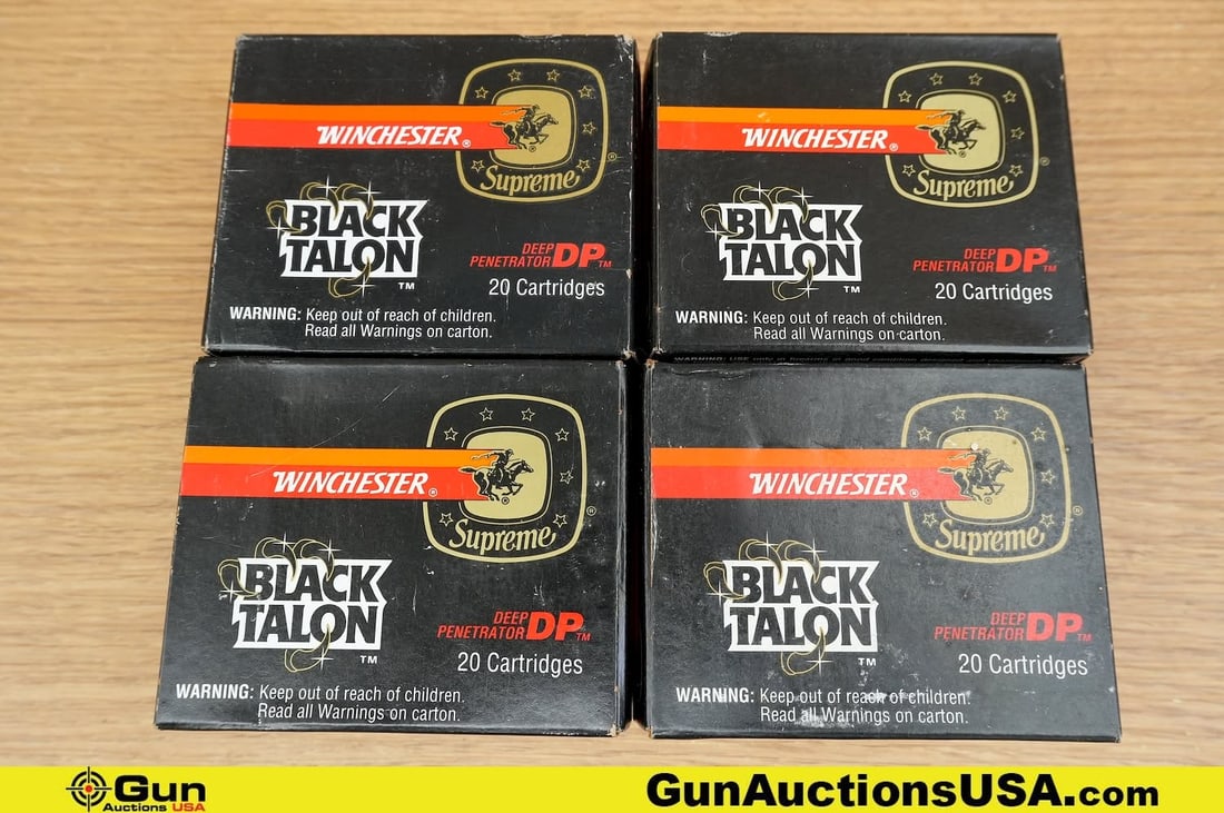 Winchester BLACK TALON 10mm, .45 Ammo . . 80 Rds in Total; 40 Rds of .45, and 40 Rds of 10mm. .: Winchester BLACK TALON 10mm, .45 Ammo . . 80 Rds in Total; 40 Rds of .45, and 40 Rds of 10mm. . (83651) (GSCT40)
