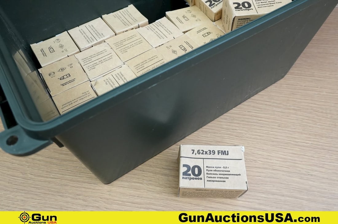 Surplus 7.62x39MM Ammo. . 520 Rds of 7.62x39MM 123 Gr. Includes Large Polymer Ammo Can.. (83105): Surplus 7.62x39MM Ammo. . 520 Rds of 7.62x39MM 123 Gr. Includes Large Polymer Ammo Can.. (83105) (GSCV96)