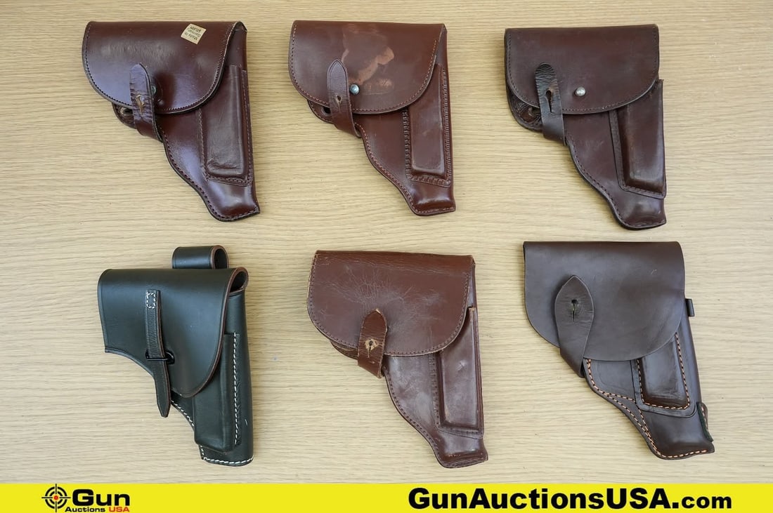 Damw, MBA, Surplus, Etc. Holsters . Very Good. . Five Makarov Leather Holsters, and One M1934: Damw, MBA, Surplus, Etc. Holsters . Very Good. . Five Makarov Leather Holsters, and One M1934 Leather Holster. . (83234) (GSCO71)
