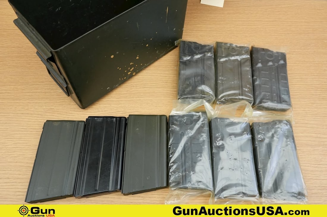 Surplus, FAL .308 Mags . . Nine 20 Rd Mags. Includes Metal Ammo Can. . (83292) (GSCU75): Surplus, FAL .308 Mags . . Nine 20 Rd Mags. Includes Metal Ammo Can. . (83292) (GSCU75)