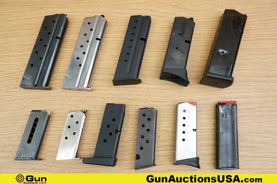 NECGAR, Beretta, S&W, Etc. 1911 PT738 P14, Etc. .45 ACP, .380 ACP, 9MM, Etc. . Very Good. . Two 9 Rd: NECGAR, Beretta, S&W, Etc. 1911 PT738 P14, Etc. .45 ACP, .380 ACP, 9MM, Etc. . Very Good. . Two 9 Rd 1911 9MM Mags, One SCCY CPX Ten 10 Rd 9MM Mag, One S&W Bodyguard 6 Rd .380 ACP Mag, One STAR Intera
