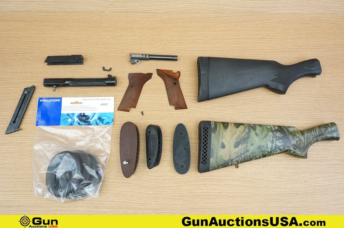 High Standard, Clark, Pachmayr, Etc. . Good Condition, Normal Handling Marks. Parts, Mag, Range: High Standard, Clark, Pachmayr, Etc. . Good Condition, Normal Handling Marks. Parts, Mag, Range Supplies. One Clark Custom 1911 .38 Special Barres, One High Standard .22LR Barrel, One High Standard .2