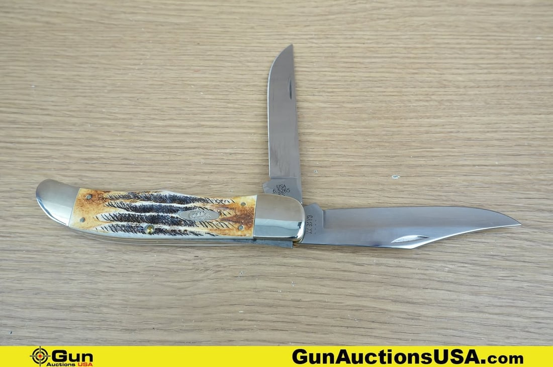 Case XX Knife . Excellent. . One Case, Bone Stag Folding Hunter Knife, Two 4" Blades with Bone (1 of 9)