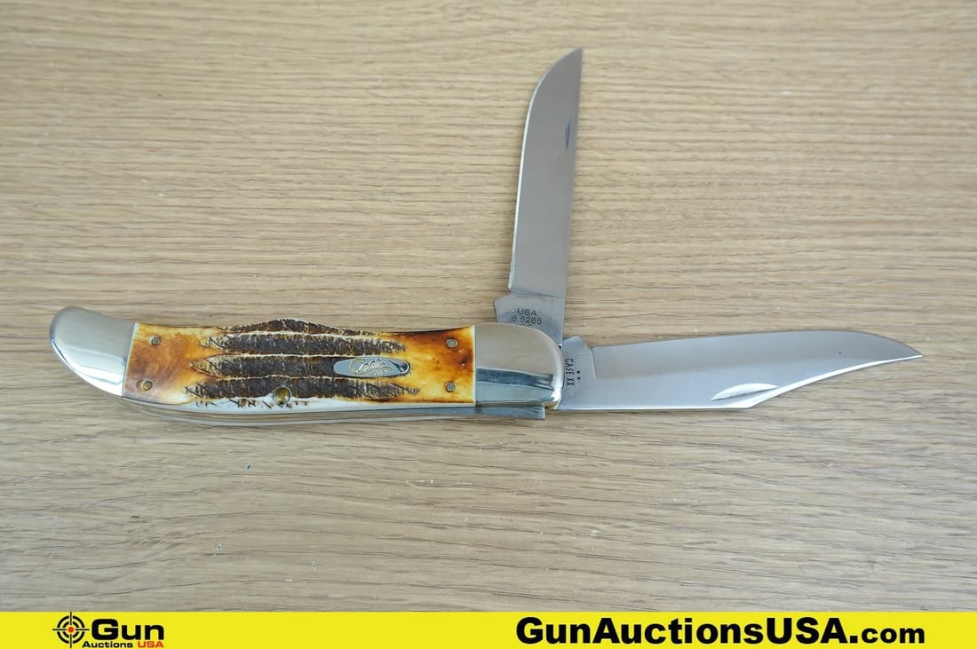 Case XX Knife . Excellent. . One Case Folding Hunter Knife, Two 4" Blades, with Bone Stag Cheetah (1 of 9)