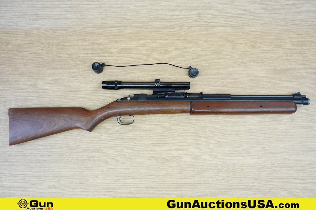 Sheridan Blue Streak 20 Caliber Rifle. Fair Condition. 19" Barrel. Multi Stoke Numatic. Multi Stroke: Sheridan Blue Streak 20 Caliber Rifle. Fair Condition. 19" Barrel. Multi Stoke Numatic. Multi Stroke Numatic Bolt Action Single Shot Rifle with Walnut Stock, Adjustable Rear Sight, Fixed Front Sight, 