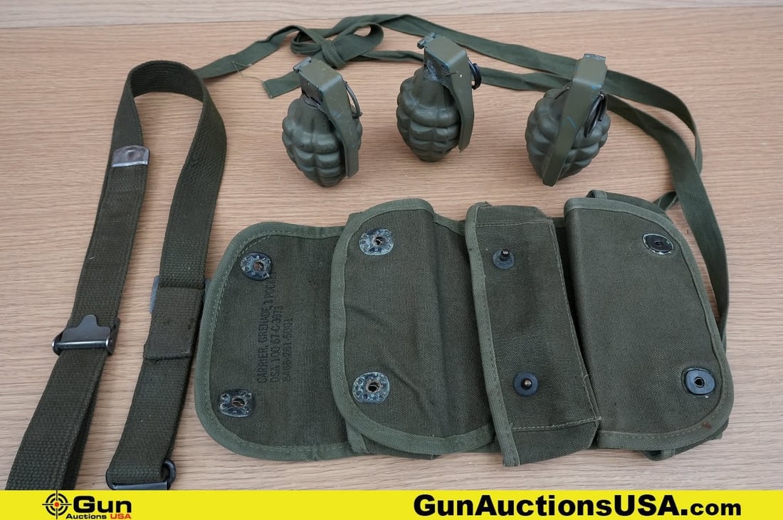 U.S. Army Surplus Grenades, Etc. . Very Good. . Three MK2 Pineapple Inert Grenades, One Grenade (1 of 12)
