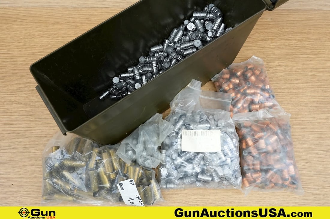 Projectiles and Cases. . .44 Reloading, Approx. 600 Projectiles and Approx. 30 Cases. Includes Metal (1 of 8)