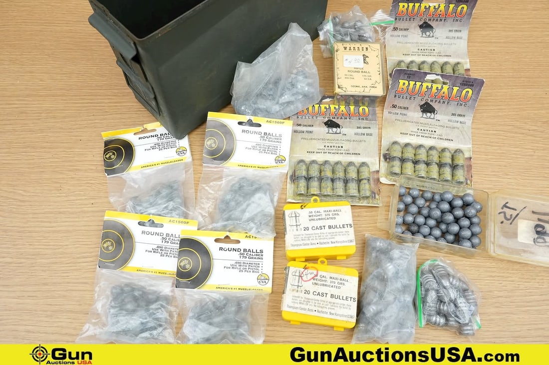 Buffalo, CVA, TC, Etc. Projectiles, Etc. . . Approx. 255 Projectiles in Total; Approx. 85, .50 Cal (1 of 9)