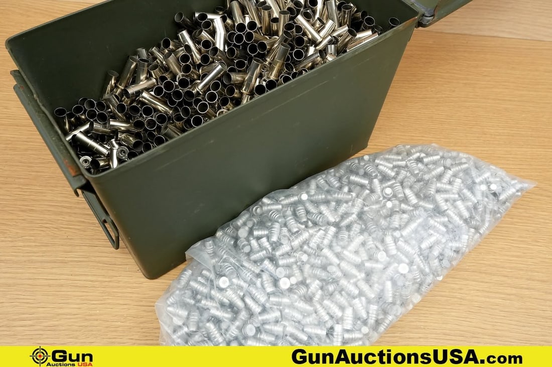 Assorted .38 Special Brass, Bullets. . Approx. 1000 Brass and Approx. 1000 Rds of Bullets. Includes (1 of 6)
