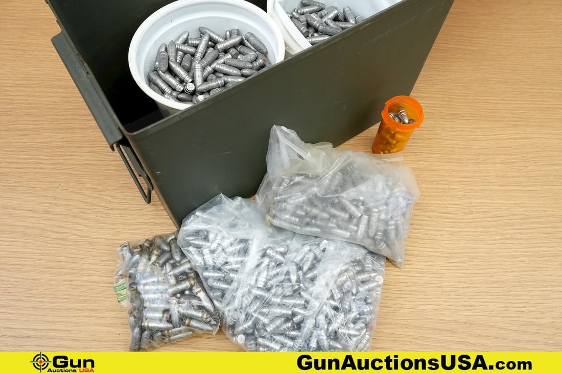 .30 Caliber Bullets. . Approx. 700 Lead Cast Bullets. Includes Metal Ammo Can. . (83538) (GSCX53) (1 of 6)