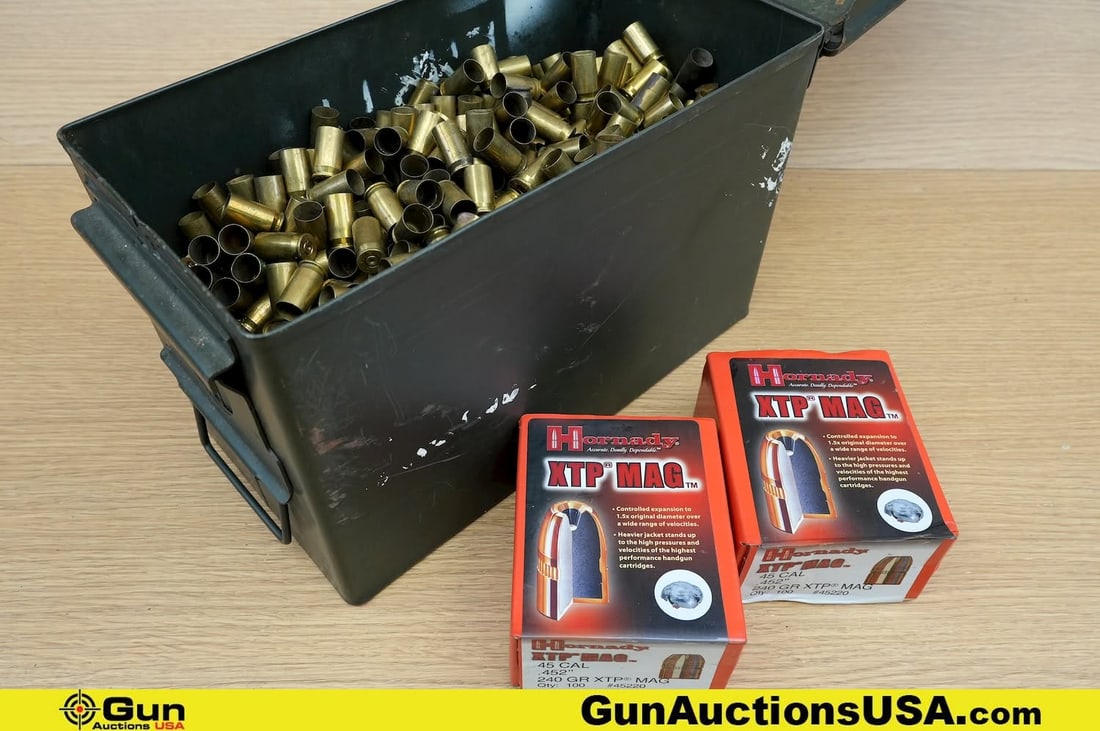 Hornady, Etc .45 ACP Projectiles, Casings. . Approx 200 Empty Brass Casings, Approx 200 Bullet (1 of 6)