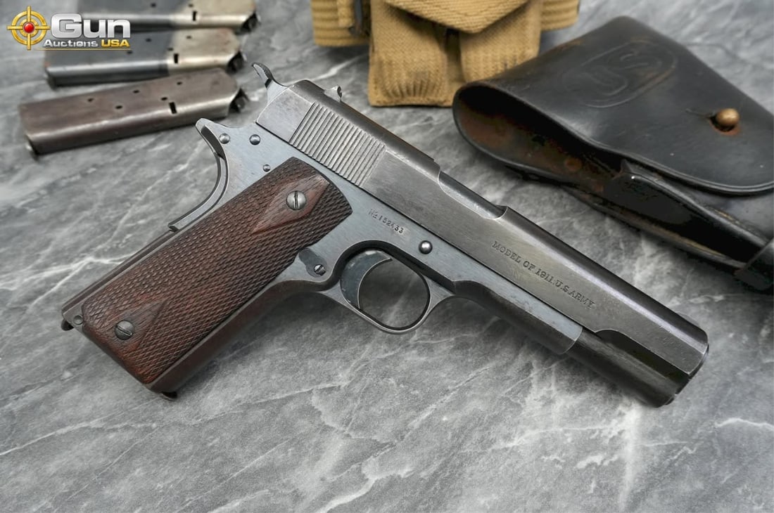 COLT MODEL OF 1911 U.S. ARMY .45 Pistol. Very Good. 5" Barrel. Shiny Bore, Tight Action Semi Auto . (1 of 18)