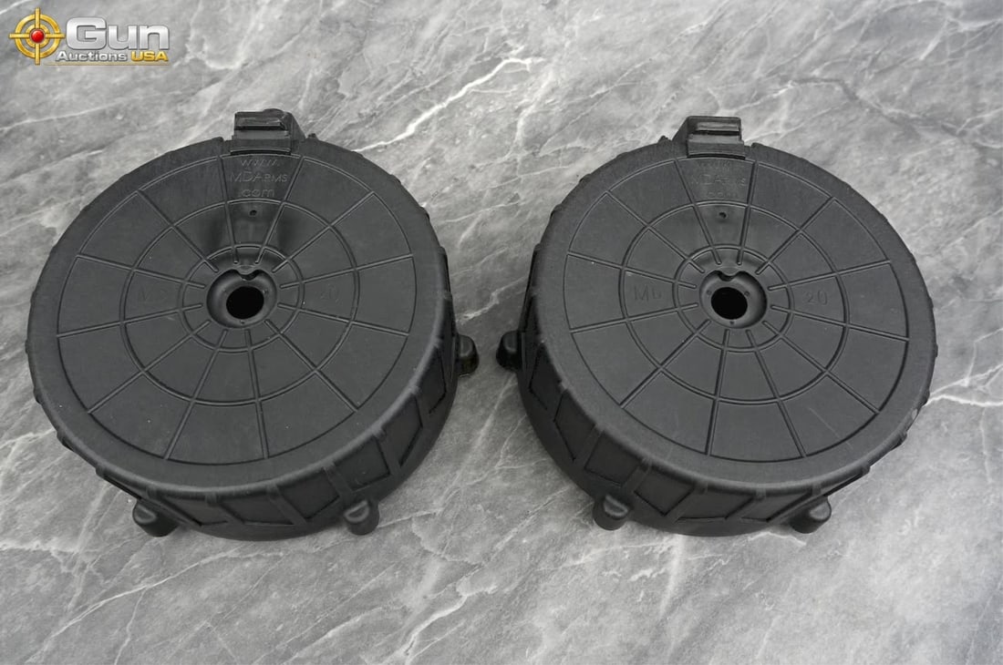 MD ARMS SAIGA-12 Magazines. Very Good. Two 20 Rd 12 Ga. Drum Magazines. (500000) (GSC2059) (1 of 7)