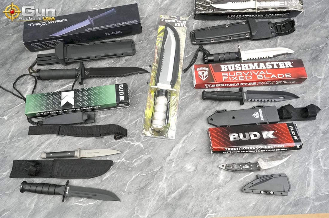 Bud K, Bushmaster, TAC Extreme, Etc BK1111, BK4655, Etc Knives. Like New. Seven Fixed Blade Knives (1 of 20)