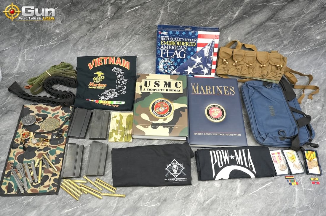 Gamo, NRA, Winchester, Matthison, etc. Accessories, Etc. . Very Good. One Flag, Two Marine Books, (1 of 19)