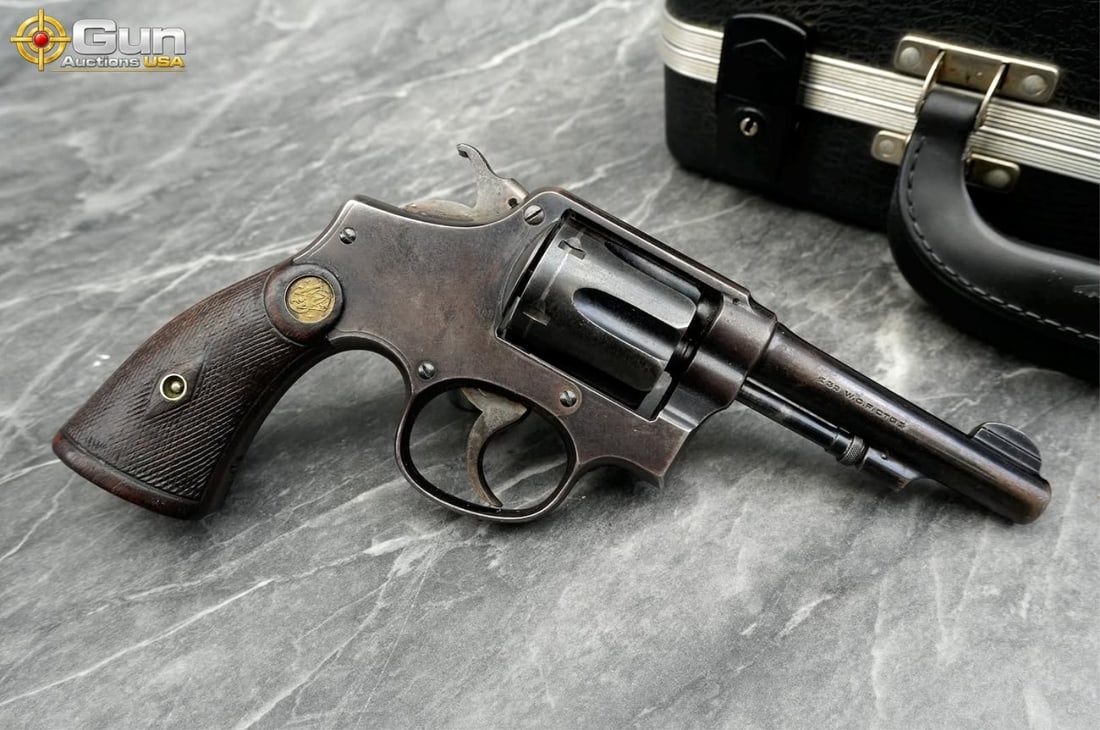 S&W 32-20 .32 W.C.F. Revolver 4" Barrel, Shootable Bore, Tight Action sn:85906 Good Condition,: S&W 32-20 .32 W.C.F. Revolver 4" Barrel, Shootable Bore, Tight Action sn:85906 Good Condition, Normal Handling Marks Built on the hand ejector frame, this six-shot revolver in .32-20 Winchester Center