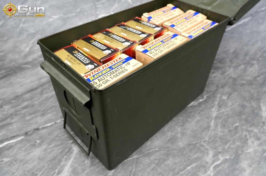 Assorted .45 Auto ammunition lot, 500 rounds in total. This selection includes. Ten 50-round factory (1 of 5)