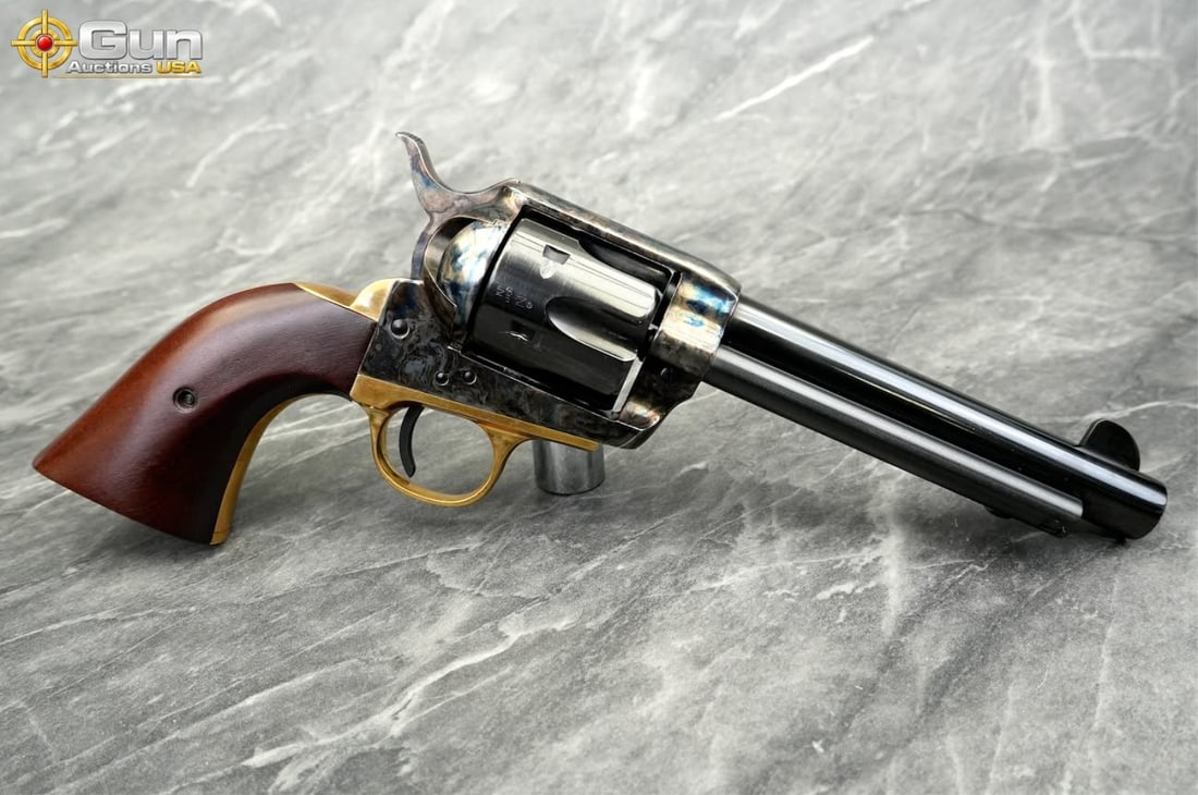 FAP F.LLI PIETTA 1873 SA .45 COLT Revolver, 5.5" Barrel, Very Good Condition, Shiny Bore, Tight: FAP F.LLI PIETTA 1873 SA .45 COLT Revolver, 5.5" Barrel, Very Good Condition, Shiny Bore, Tight Action, sn:E162014This Italian-made 1873-pattern revolver features a brass trigger guard and backstrap p