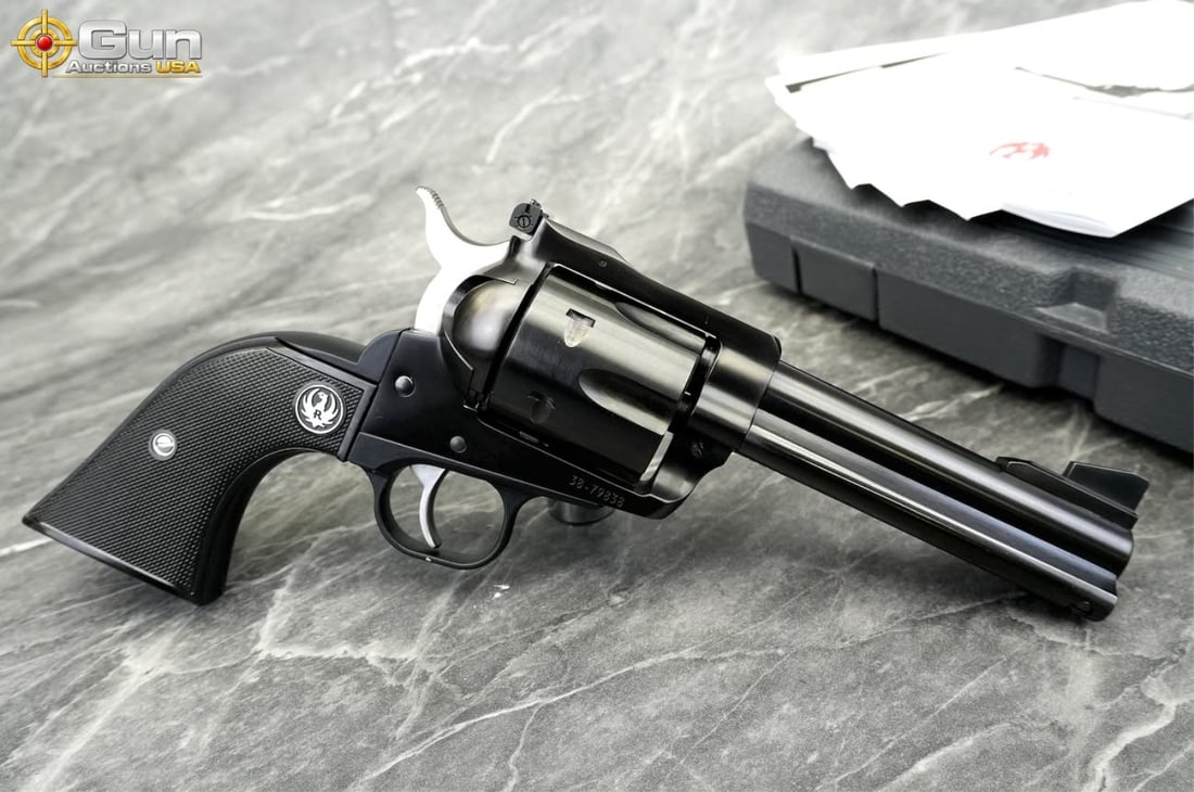 Ruger BLACKHAWK 45 CAL Revolver, 4.5" Barrel, Excellent Condition, Shiny Bore, Tight Action,: Ruger BLACKHAWK 45 CAL Revolver, 4.5" Barrel, Excellent Condition, Shiny Bore, Tight Action, sn:38-79838This New Model Blackhawk revolver in .45 features a blued finish throughout the frame, cylinder,