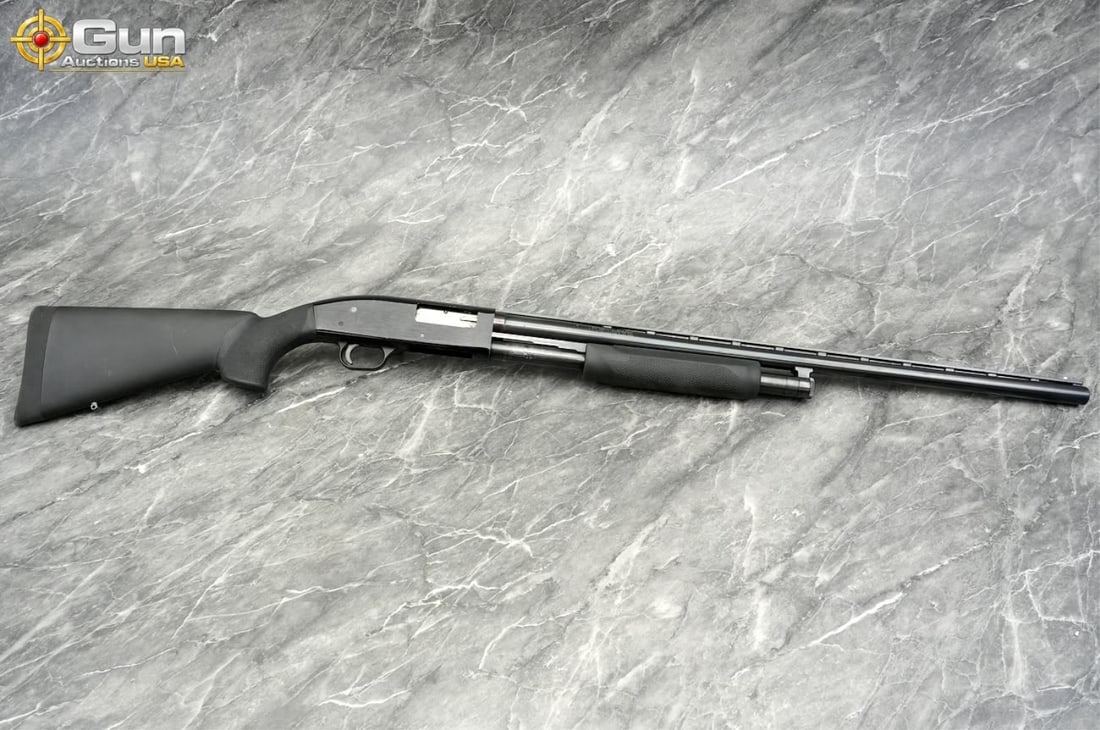 Mossberg 500 AB 12 ga. Pump Action Shotgun, 28" Barrel, Very Good Condition, Shiny Bore, Tight: Mossberg 500 AB 12 ga. Pump Action Shotgun, 28" Barrel, Very Good Condition, Shiny Bore, Tight Action, sn:C036883The synthetic stock and forend are finished in matte black with textured panels for a s