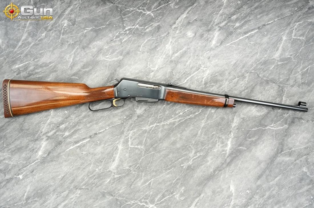 Browning BLR 243 WIN Lever Action Rifle, 20" Barrel, Good Condition, Normal Handling Marks, Shiny: Browning BLR 243 WIN Lever Action Rifle, 20" Barrel, Good Condition, Normal Handling Marks, Shiny Bore, Tight Action, sn:01645RN127This rifle features an adjustable rear sight, hooded front sight, wal
