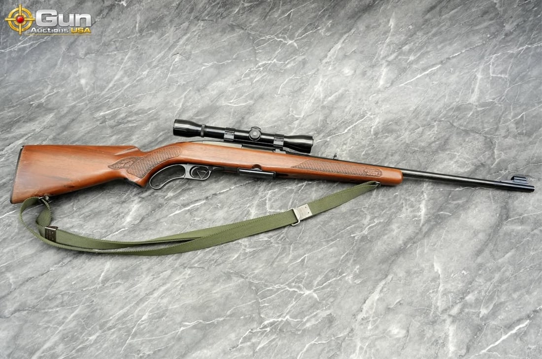 Winchester 88 .308 WIN Rifle. Good Condition, Normal Handling Marks. 22.5" Barrel. Shiny Bore, Tight: Winchester 88 .308 WIN Rifle. Good Condition, Normal Handling Marks. 22.5" Barrel. Shiny Bore, Tight Action Lever Action . Features a Sleek Walnut Stock with Checkering , Blued Finish, Flip Up Rear Ir