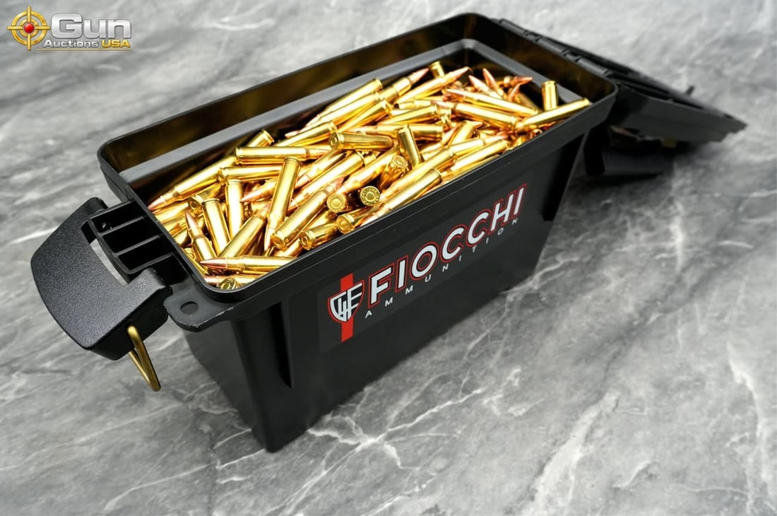 Fiocchi, etc. ammunition Approx. 500 rounds in total. Contains .223 ammunition. Includes one polymer: Fiocchi, etc. ammunitionApprox. 500 rounds in total. Contains .223 ammunition. Includes one polymer ammo can. (500532) (GSCU75)