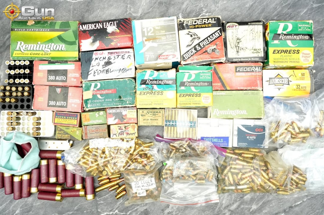 Federal, Winchester, Remington, etc. Approximately 350 rounds in total. This collection consists of (1 of 13)