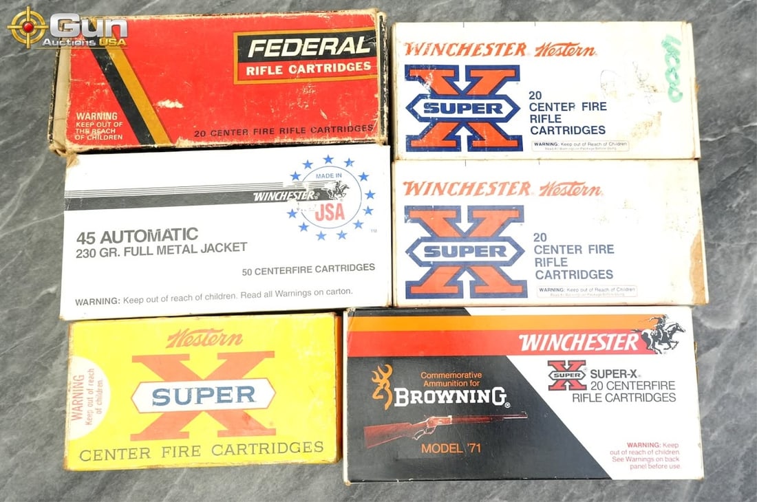 Assorted Vintage Winchester, Remington, Federal ammunition Approximately 390 rounds in total. (1 of 2)
