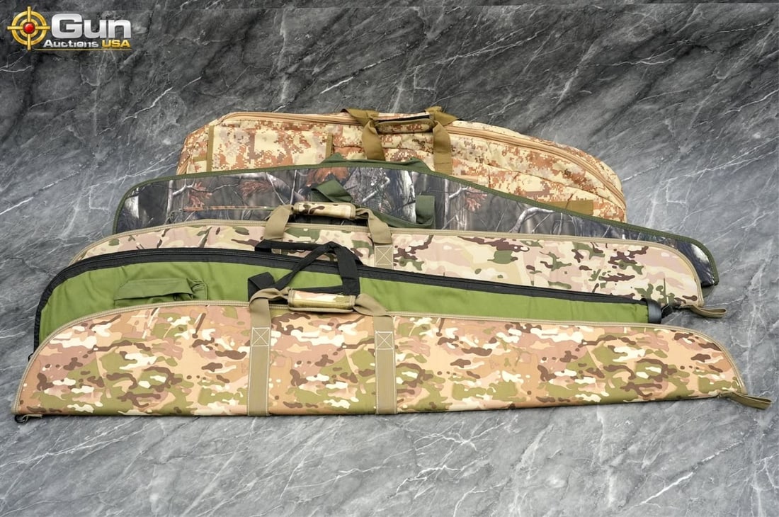 LOCAL PICK UP ONLY. Five rifle soft cases. 4 camo, 1 green in very good condition. (GSCL55) (1 of 7)