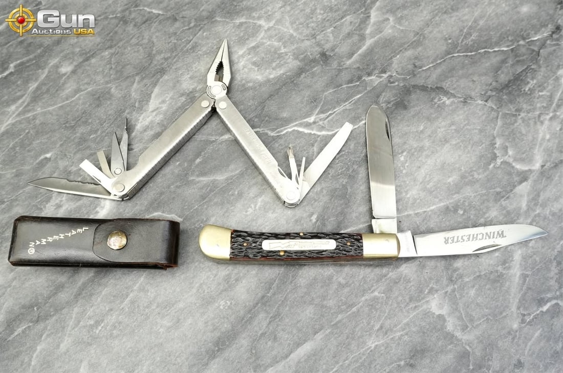 One Leatherman Tool and One Winchester Folding Knife, Very Good Condition This variety includes a (1 of 7)