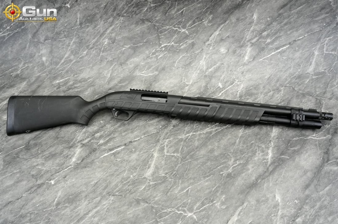 REMINGTON M887 12 ga. Pump Action Shotgun, 18.5" Barrel, Good Condition, Normal Handling Marks,: REMINGTON M887 12 ga. Pump Action Shotgun, 18.5" Barrel, Good Condition, Normal Handling Marks, Shiny Bore, Tight Action, sn:ARM057220 This 12-gauge pump shotgun features an all-black, rust-proof synt