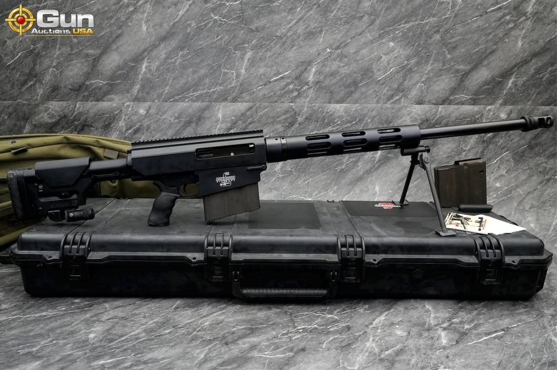 B.F.I. BA50 .50 BMG BOLT ACTION RIFLE: B.F.I. BA50 .50 BMG THREADED BARREL Bolt Action Rifle, 29" Barrel, Like NEW, sn:BMGB001022This heavy-hitting .50 BMG rifle, built by Bushmaster Firearms International (B.F.I.) of Ilion, New York, is c