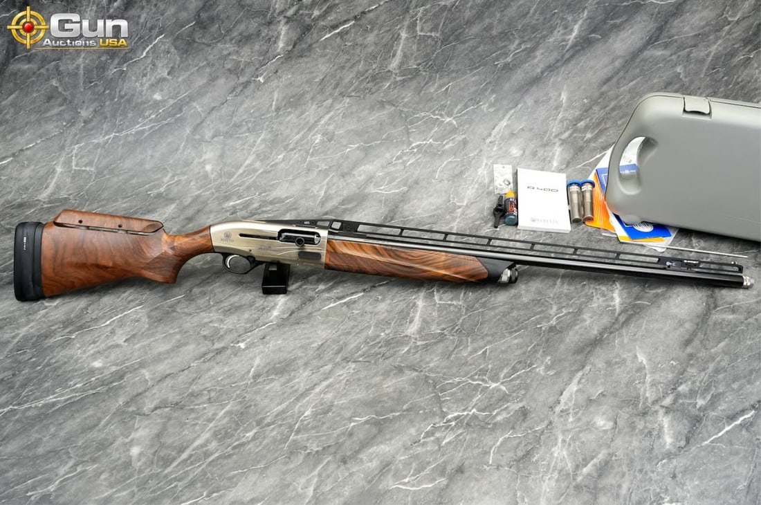 BERETTA A400 XCEL 12GA SEMI SHOTGUN: Beretta A400 XCELL MULTITARGET 12 ga. Semi Auto Shotgun, 29 5/8" Barrel, Like NEW, sn:ST004882This 12-gauge competition shotgun features a nickel-finished receiver marked "Xcel Multitarget" and a sele