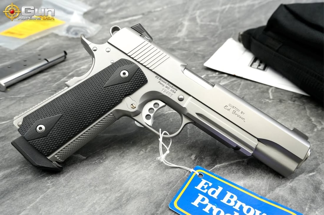 ED BROWN SPECIAL FORCES .45 ACP PISTOL: ED BROWN PRODUCTS SPECIAL FORCES .45 ACP Semi Auto Pistol, 5" Barrel, Excellent Condition, Shiny Bore, Tight Action, sn:19465This full-size 1911 from Ed Brown Products of Perry, Missouri carries the