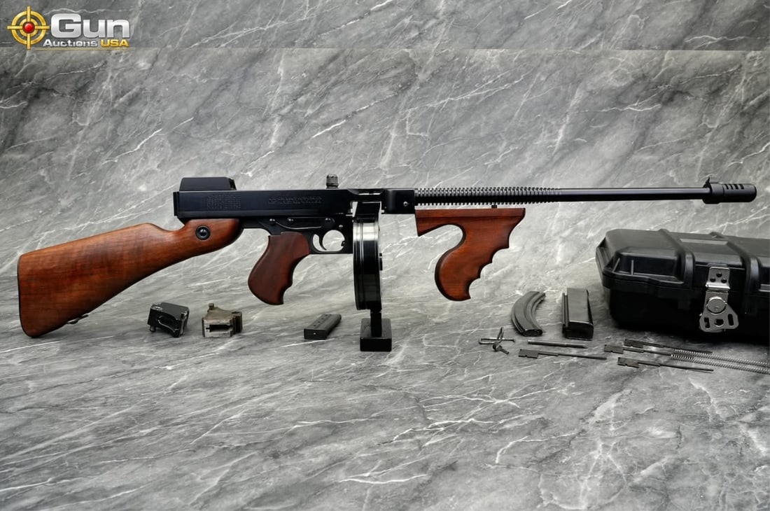 AUTO-ORDNANCE 1927A3 .22 LR SEMI RIFLE: AUTO-ORDNANCE 1927 A3 .22 LR THREADED BARREL Semi Auto Rifle, 18" Barrel, Excellent Condition, Shiny Bore, Tight Action, sn:T5429This .22 LR rimfire carbine faithfully recreates the iconic Thompson