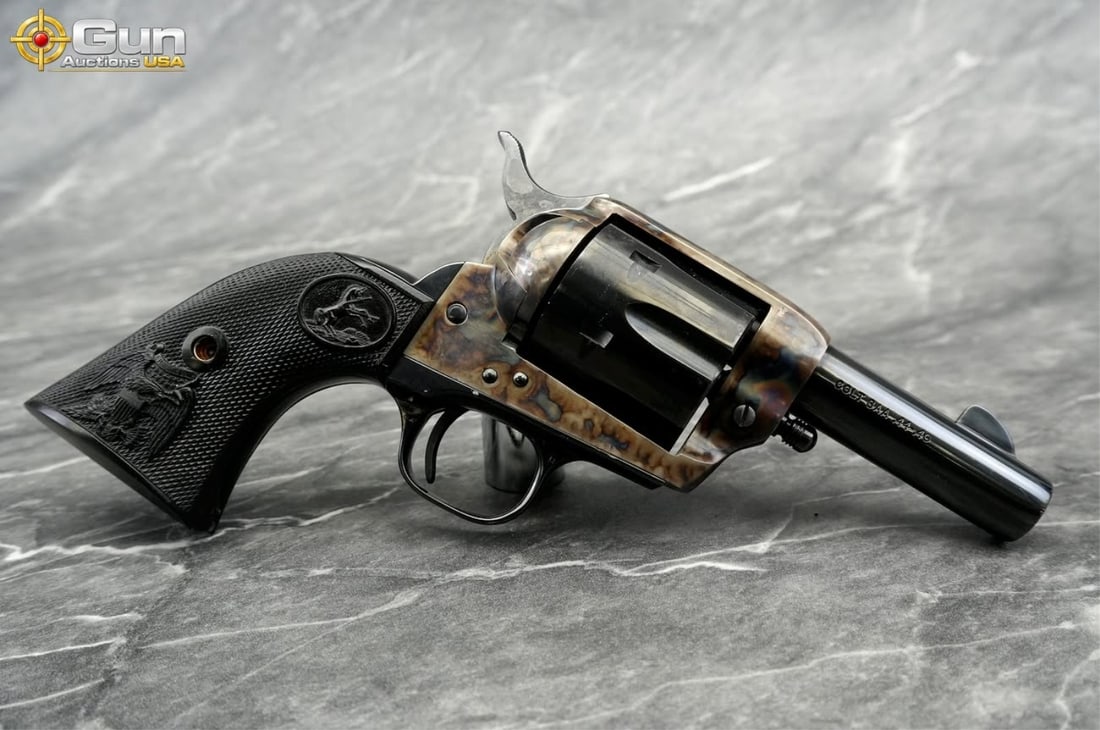 COLT SAA SHERIFF'S MODEL .44-40 REVOLVER: COLT SAA SHERIFF'S MODEL .44/40 Revolver, 3" Barrel, Very Good Condition, Shiny Bore, Tight Action, sn:SA38716This Colt Single Action Army Sheriff's Model in .44-40 pairs a compact six-round cylinder