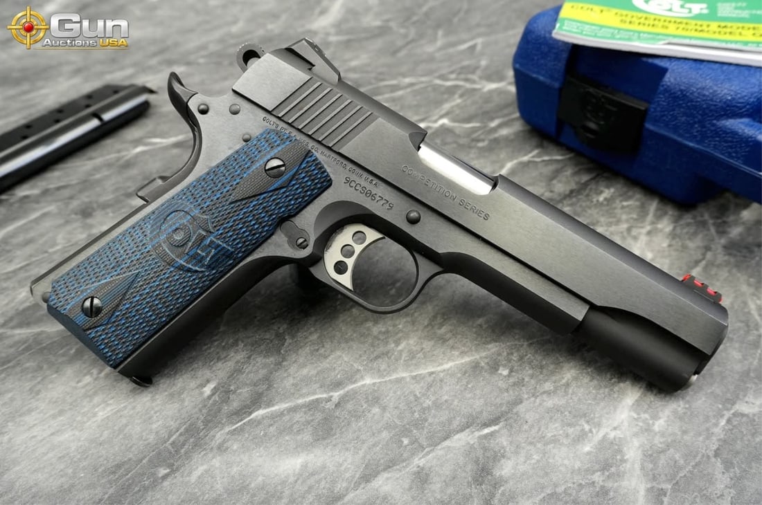 COLT GOVERNMENT COMPETITION 9MM PISTOL: COLT GOVERNMENT COMPETITION SERIES 9MM LUGER Semi Auto Pistol, 5" Barrel, Excellent Condition, Shiny Bore, Tight Action, sn:9CCS06779This full-size Government Model pistol in 9mm features a matte