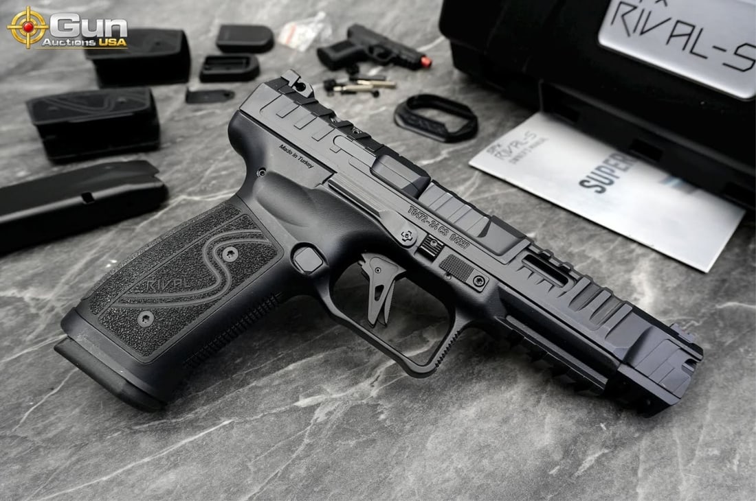 CANIK SFX RIVAL-S 9MM SEMI AUTO PISTOL: Canik SFX RIVAL-S 9X19 Semi Auto Pistol, 5" Barrel, Excellent Condition, Shiny Bore, Tight Action, sn:24CS04237This full-size, competition-ready striker-fired pistol wears an aggressive matte black fi