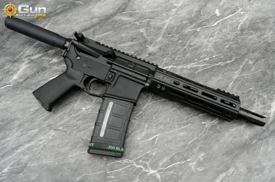 PALMETTO PA-15 300 BLK SEMI PISTOL: Palmetto State PA-15 300 BLK THREADED BARREL Semi Auto Pistol, 10" Barrel, Very Good Condition, Shiny Bore, Tight Action, sn:SCB370159This AR-pattern pistol in .300 Blackout features a threaded barrel