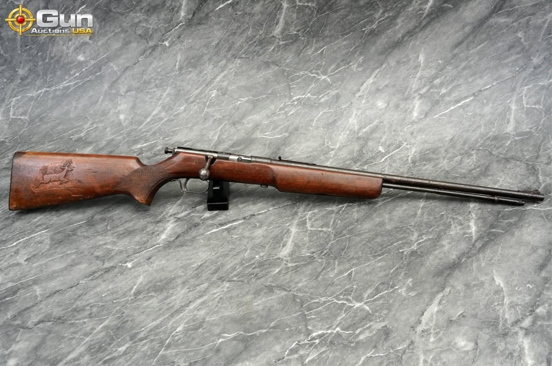 WESTERN FIELD 41 .22 BOLT RIFLE: WESTERN FIELD 41 .22 S-L-LR Bolt Action Rifle, 24" Barrel, Good Condition, Normal Handling Marks, Shootable Bore, Tight Action, sn:NSNThis tube-fed rimfire rifle features a walnut stock with