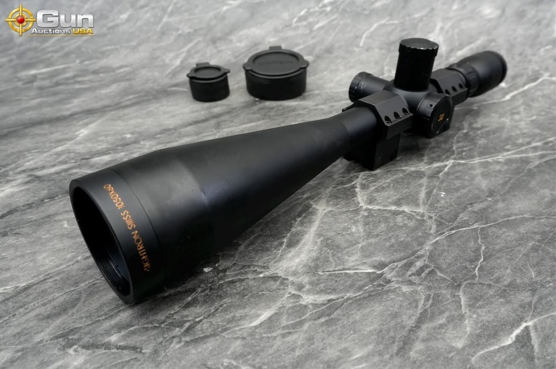 Sightron SIII SS 10-50x60 riflescope. Very Good Co: Sightron SIII SS 10-50x60 riflescope. Very Good Condition.The Sightron SIII SS is a high-magnification precision riflescope in a 10-50x60 configuration, marked "SIGHTRON SWISS 1050X60" on the objectiv