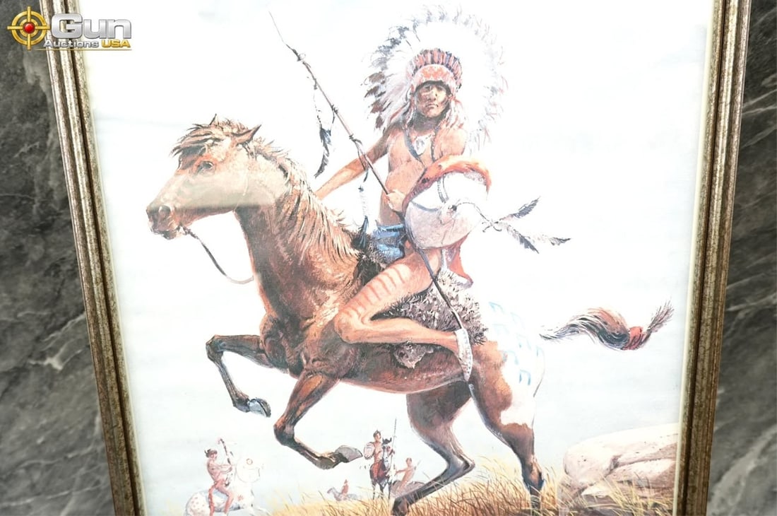 LOCAL PICK UP ONLY. Framed Native American warrior - 3