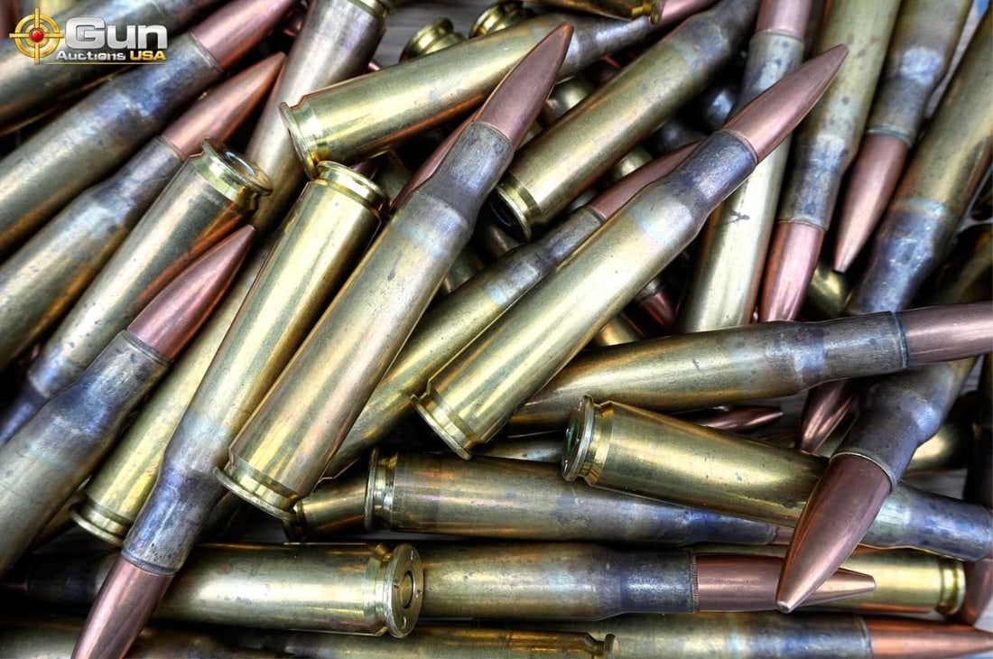 Lake City .50 BMG ammo. 50 rounds in total. Featur: Lake City .50 BMG ammo. 50 rounds in total.This lot features Lake City .50 BMG ammunition loaded with full metal jacket bullets in reloadable brass cases with non-corrosive Boxer primers, well suited 