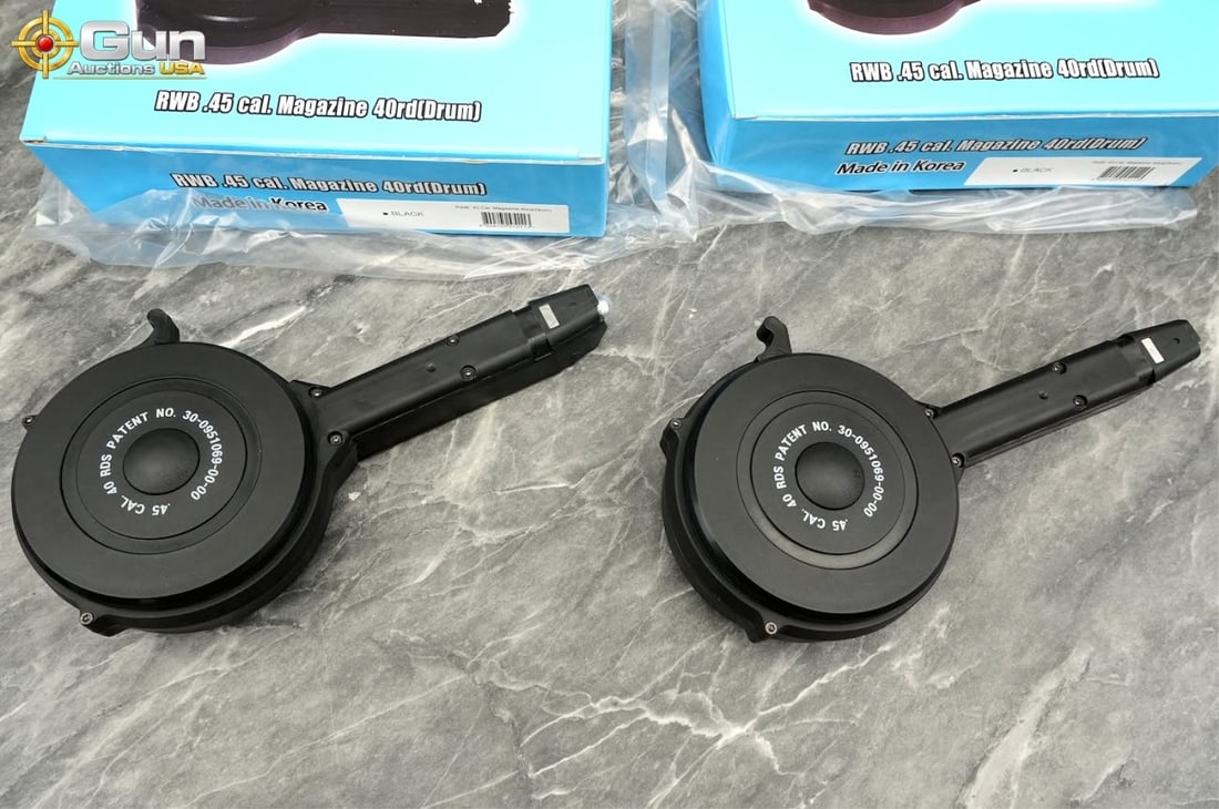 RWB .45 cal 40-round drum magazines. New Condition (1 of 4)