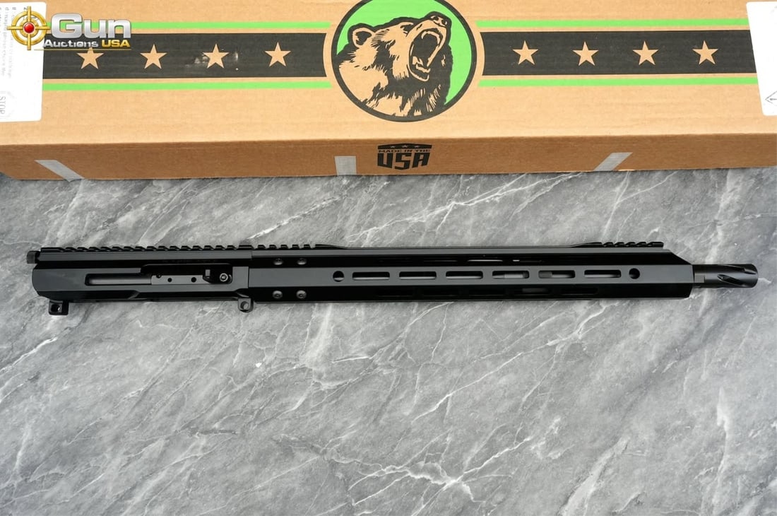 Bear Creek Arsenal complete upper assembly. Like N: Bear Creek Arsenal complete upper assembly. Like new condition.Chambered in 5.56x45mm NATO, this Bear Creek Arsenal complete upper receiver assembly features a black-finished 16" barrel with a 1:7